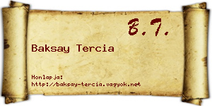Baksay Tercia névjegykártya